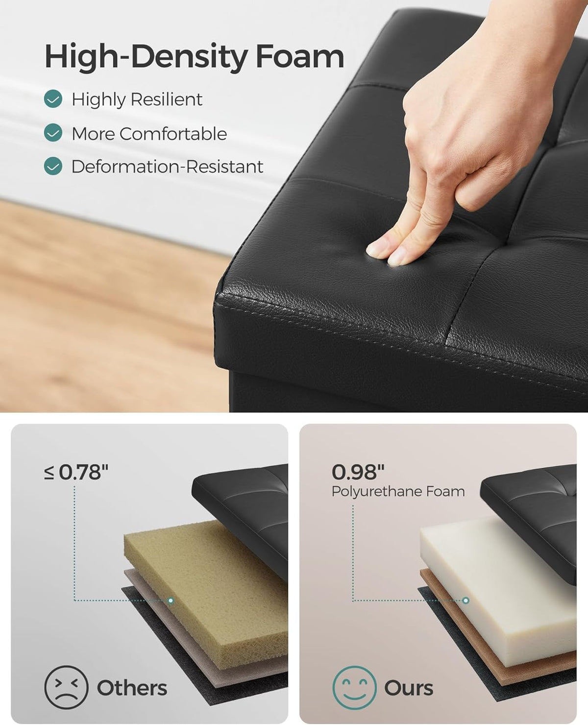 SONGMICS MAZIE Collection - 30 Inches Storage Ottoman Bench with Flipping Lid, Storage Chest