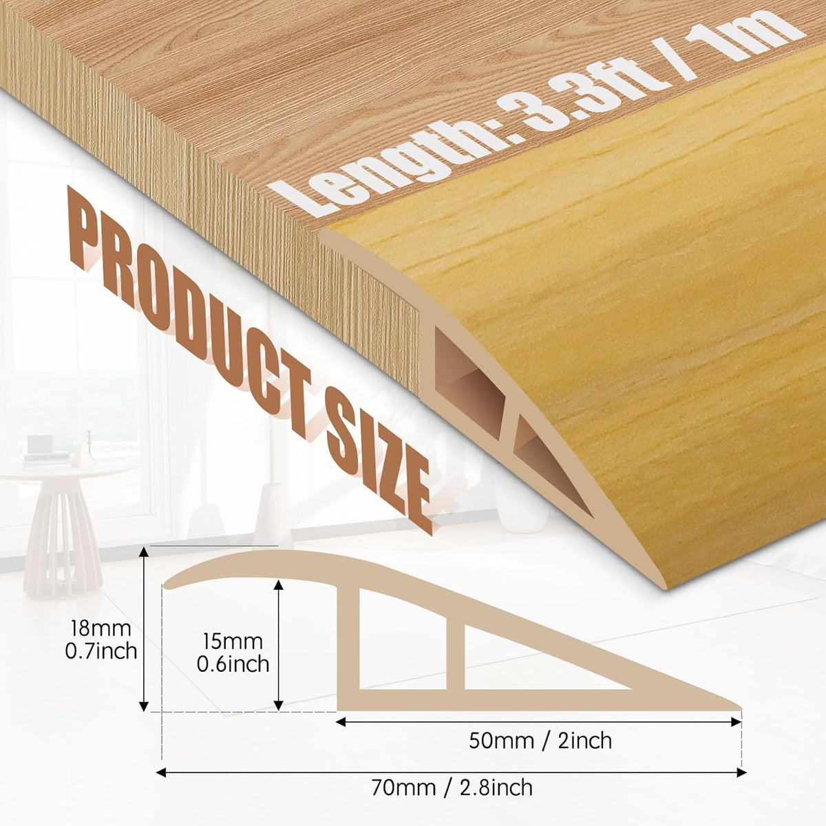Floor Transition Strip Door Threshold 39" Floor Transition Reducer Trim on The Edges Threshold