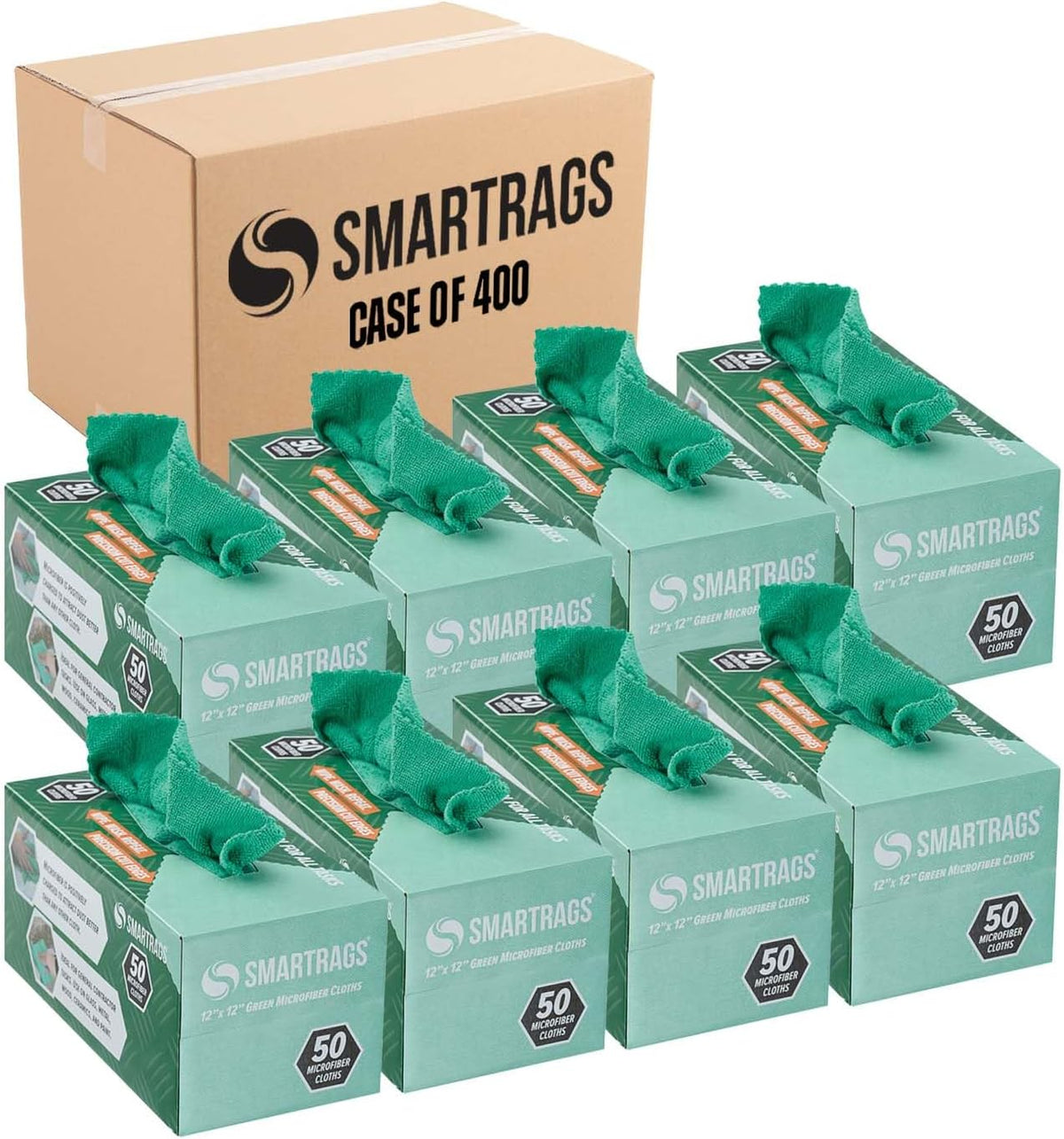 Arkwright Smart Rags in Box - (Bulk Case of 400) Lint Free Microfiber Cleaning Cloth, Scratch &