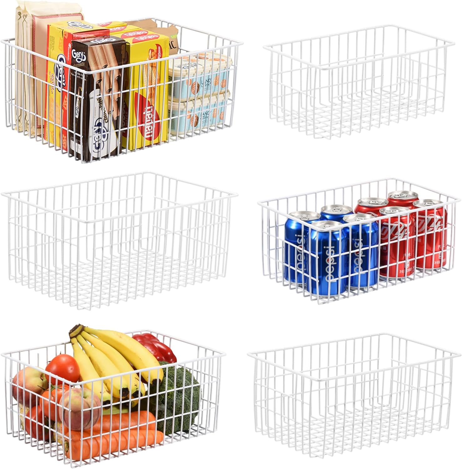 Orgneas Freezer Organizer Bins, Vertical Sides Wire Freezer Baskets for Upright Freezer, Chest