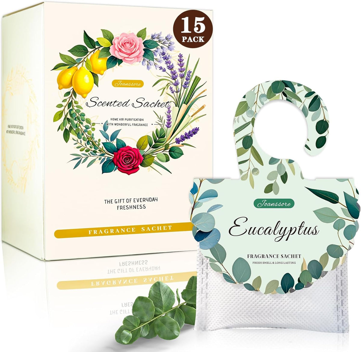 15 Packs Eucalyptus Scented Sachets Bag for Drawers and Closets, Air Freshener for Home Fragrance