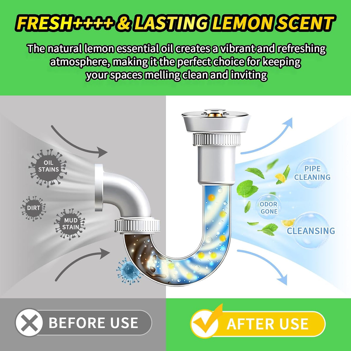 50 Count Garbage Disposal Cleaner and Deodorizer – Sink Odor Eliminator, New Powerful XL Sink Drain