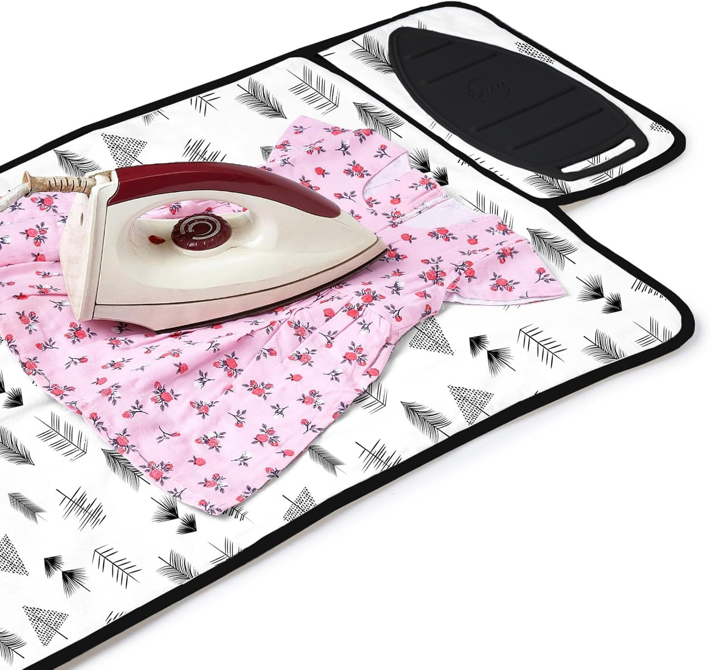 Encasa Homes Ironing Mat/Pad (Small 28"x20") with 3mm Padding & Silicone Iron Rest for Steam