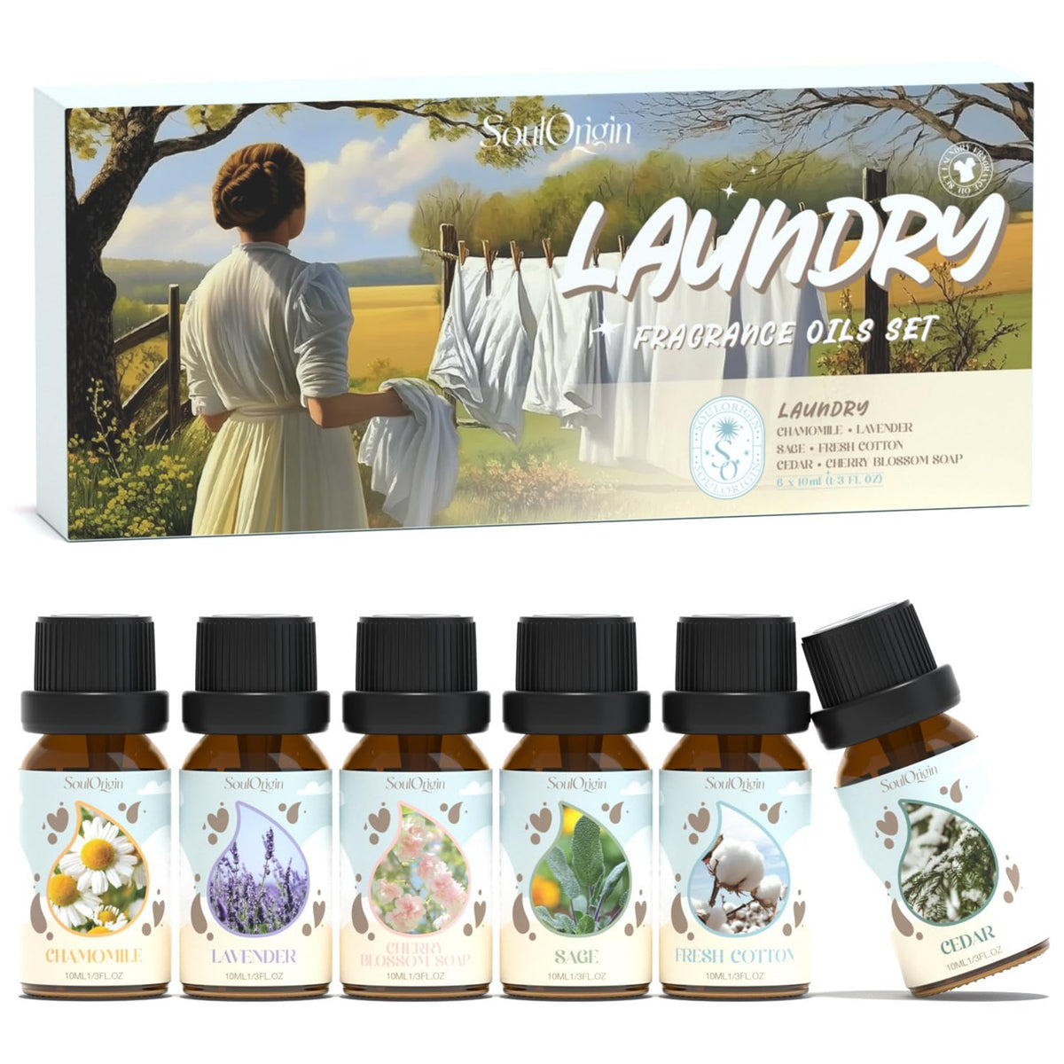 Laundry Fragrance Oils Set, Essential Oil for Diffuser, Aromatherapy Gift, Clean Scent Diffuser