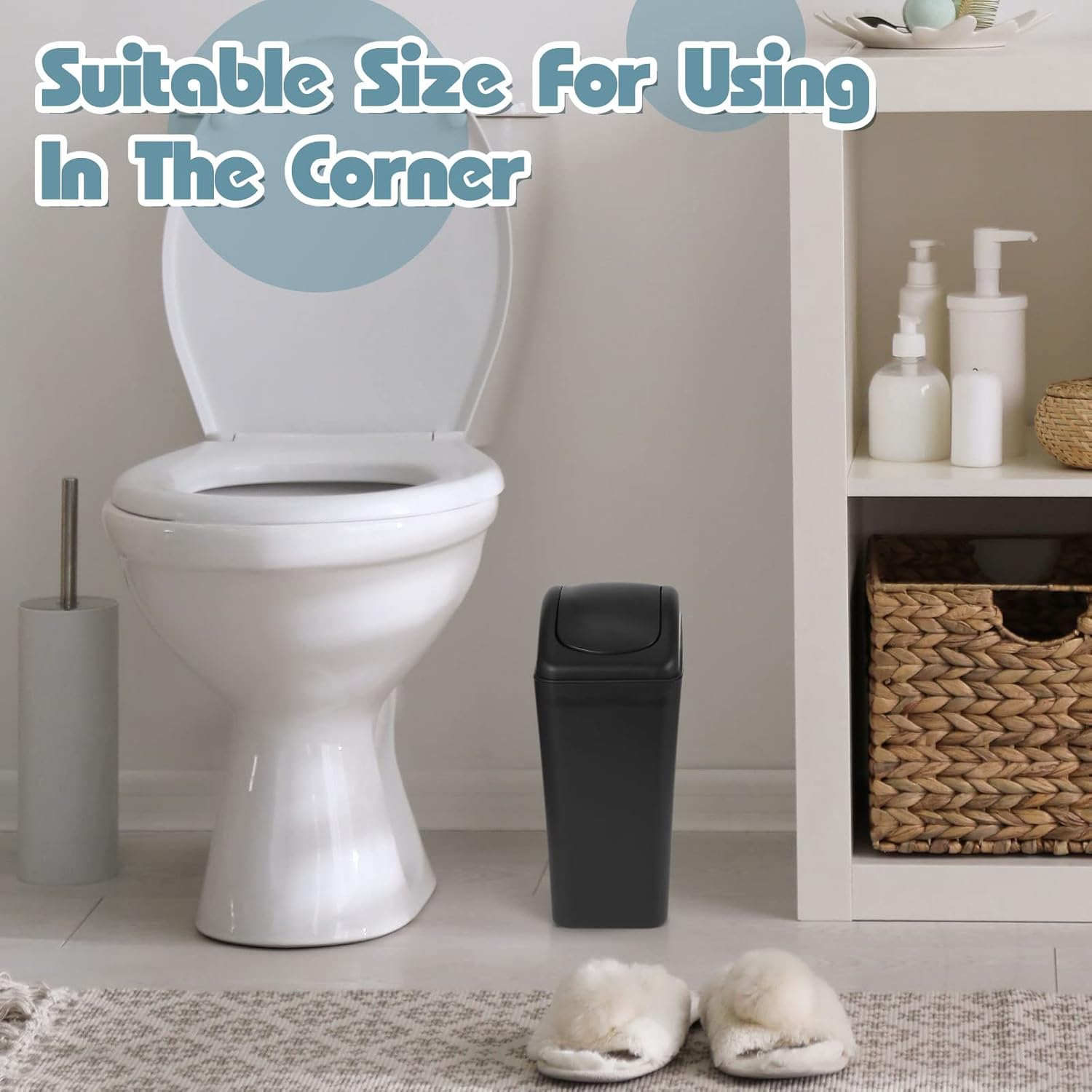Hoolerry 6 Pcs 3 Gallon/12 Liter Small Trash Can Plastic Kitchen Garbage with Lid Small Trash Bin