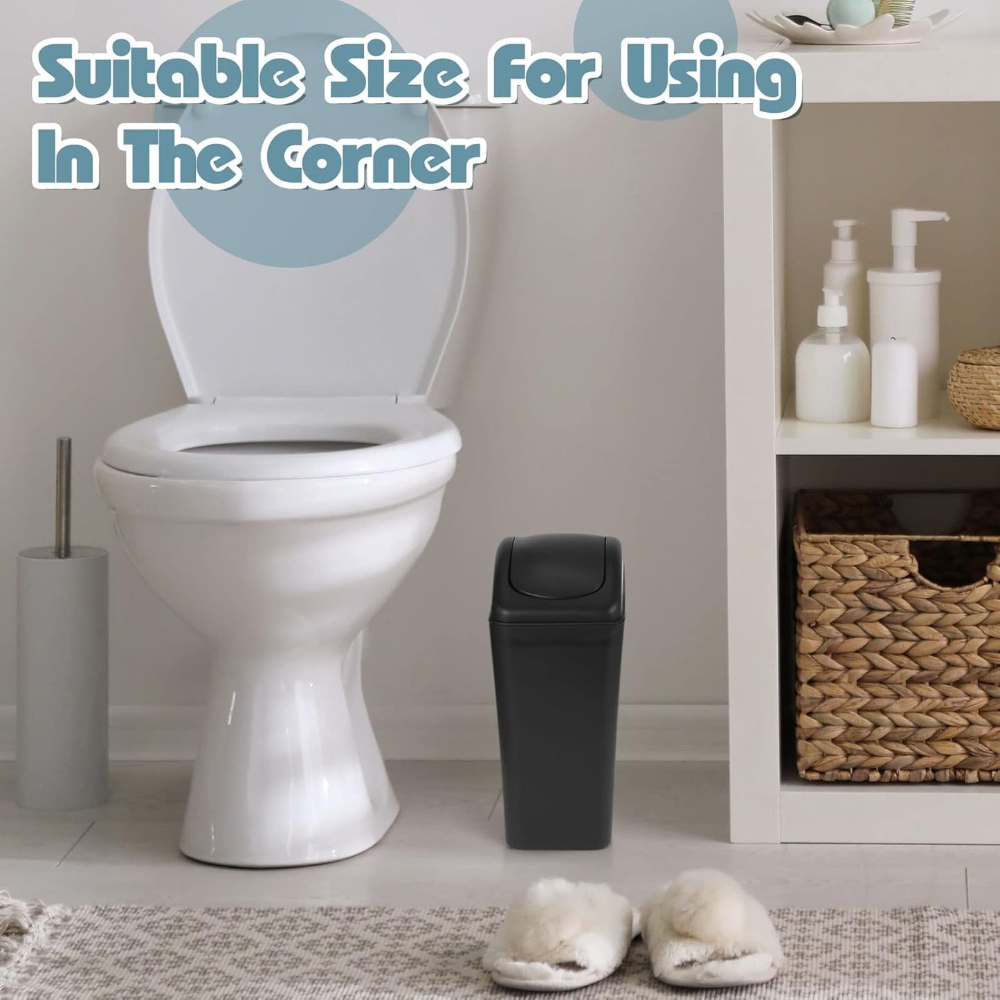 Hoolerry 4 Pcs 3 Gallon/12 Liter Small Trash Can Plastic Kitchen Garbage with Lid Small Trash Bin