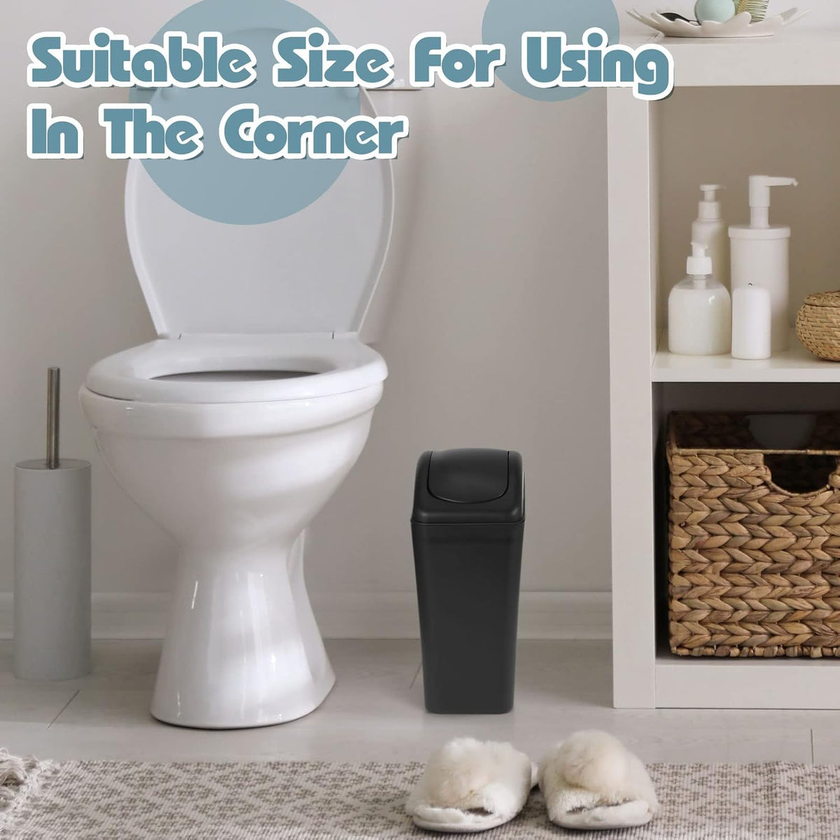 Hoolerry 2 Pcs 3 Gallon/12 Liter Small Trash Can Plastic Kitchen Garbage with Lid Small Trash Bin