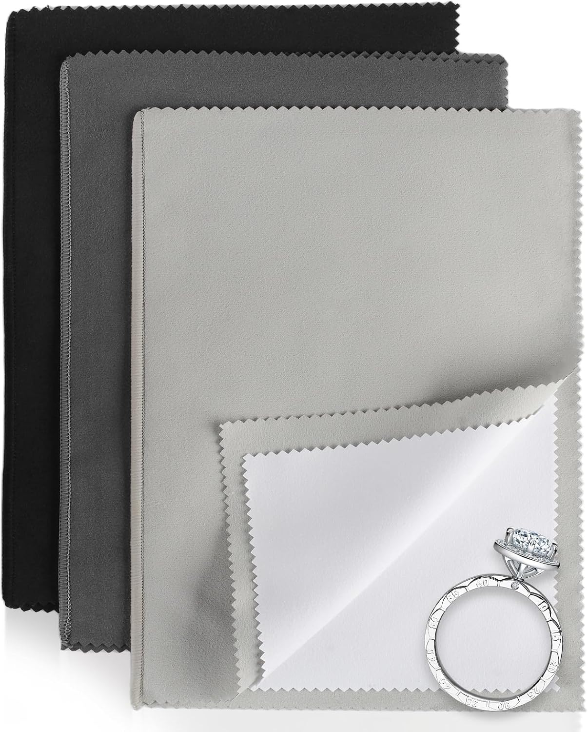 Phinus 3PCS Jewelry Cleaning Cloth, 10'' x 12'' Silver Polishing Cloth Jewelry, 100% Cotton Jewelry