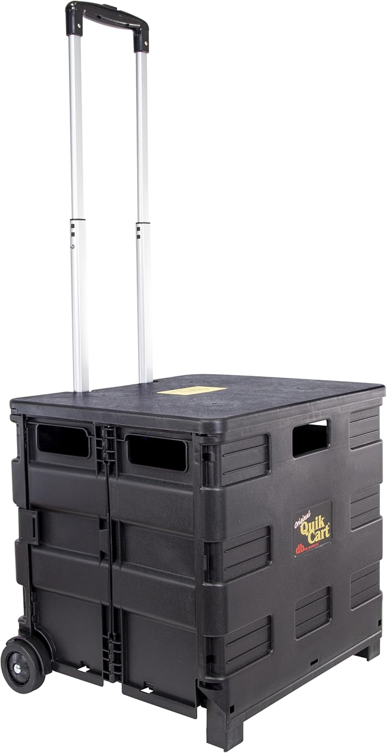 dbest products Quik Cart Collapsible Rolling Crate on Wheels for Teachers Tote Basket 80 lbs