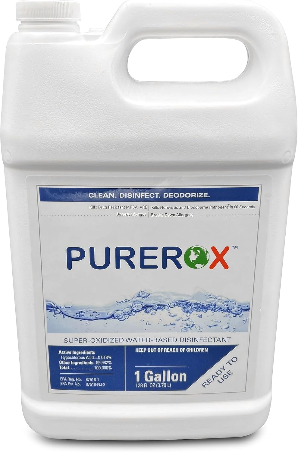 disinfectant (1 gallon) Eliminate 99.9999% viruses, Norovirus, HIV, MRSA and fungi. PUREROX