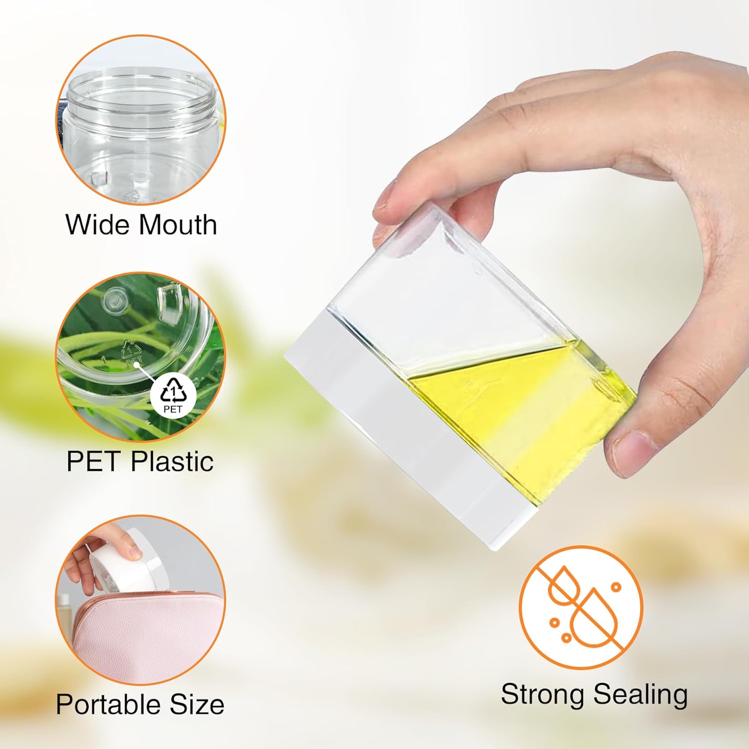 72 Pcs Plastic Jars, 4 OZ Plastic Jars with White Lids Round Clear Storage Containers Jar Leak