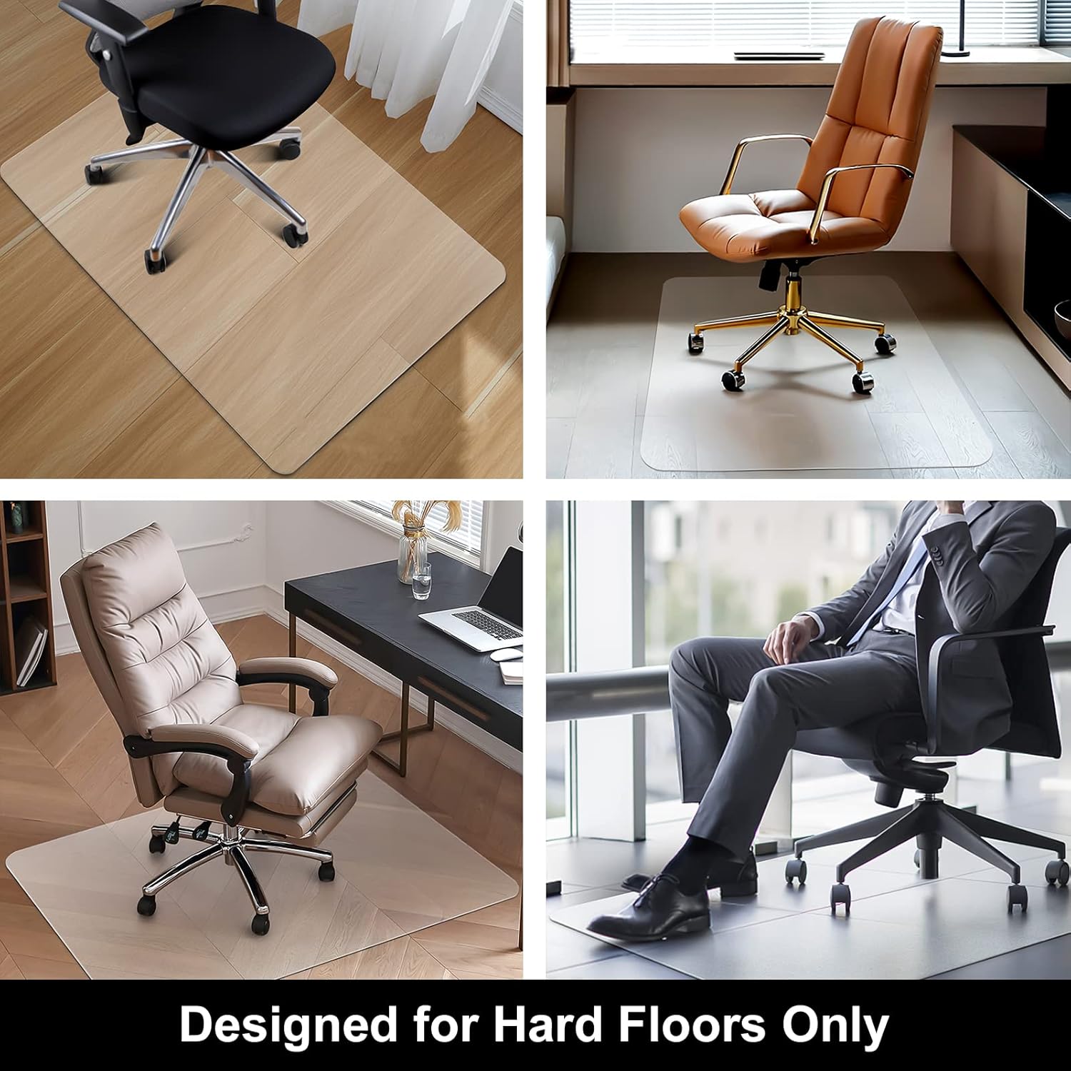 Kuyal Office Chair Mat for Hardwood Floor, 30'' x 48'' Rectangle Transparent Desk Thick Durable