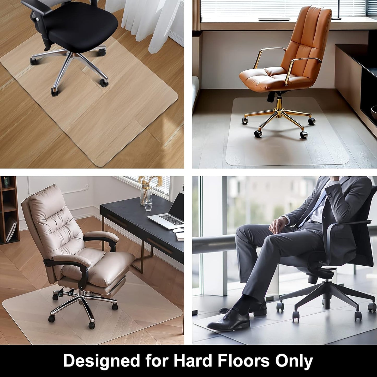 Kuyal Office Chair Mat for Hardwood Floor, 36'' x 48'' Rectangle Transparent Desk Thick Durable