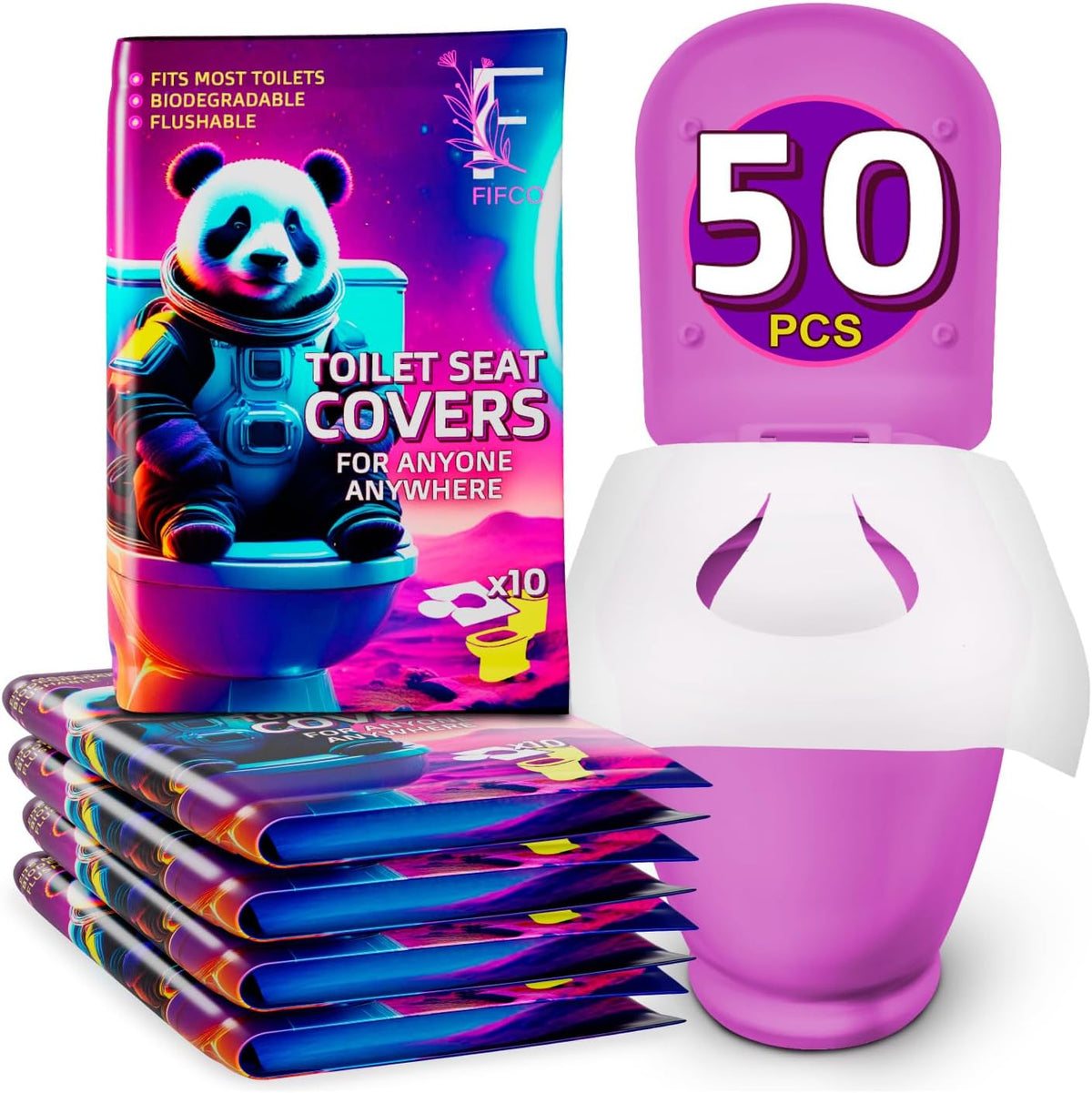 50 Pcs Disposable Toilet Seat Cover - Biodegradable and Flushable Toilet Seat Liners for Public