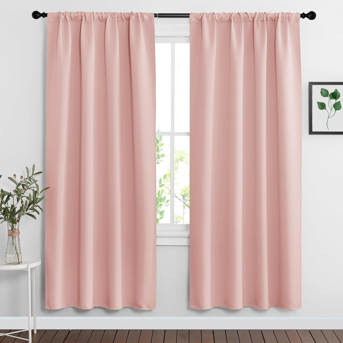 RYB HOME Peach Blush Rod Pocket Blackout Curtains for Bedroom Living Room Dining Baby Nursery