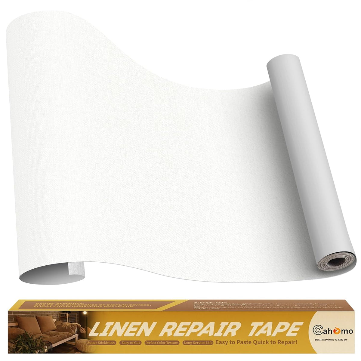 Linen Repair Tape 16x90 inch, Self Adhesive Fabric Patches, Linen Patch Tape Kit, Fabric Repair