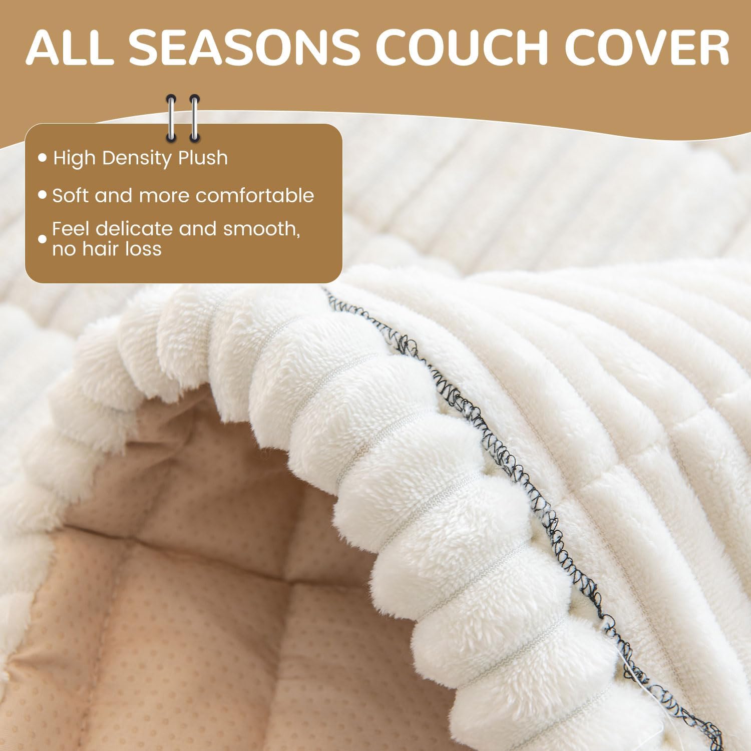 OTOB Couch Cover for Dogs Washable, Non Slip Plush Sofa Covers for 3 Cushion Couch, Fuzzy Pet