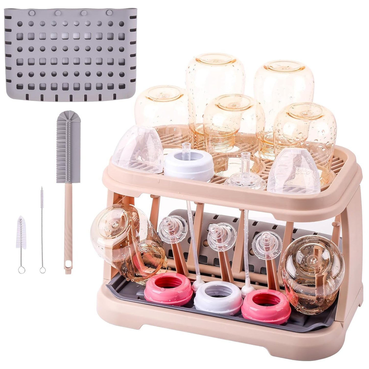 Baby Bottle Drying Rack:Space Saving Standing Drying Rack for Baby Bottles and Pump Part