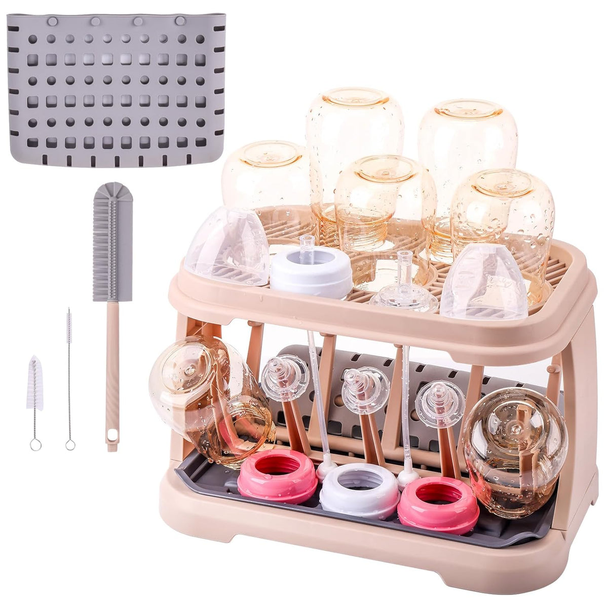Baby Bottle Drying Rack:Space Saving Standing Drying Rack for Baby Bottles and Pump Part