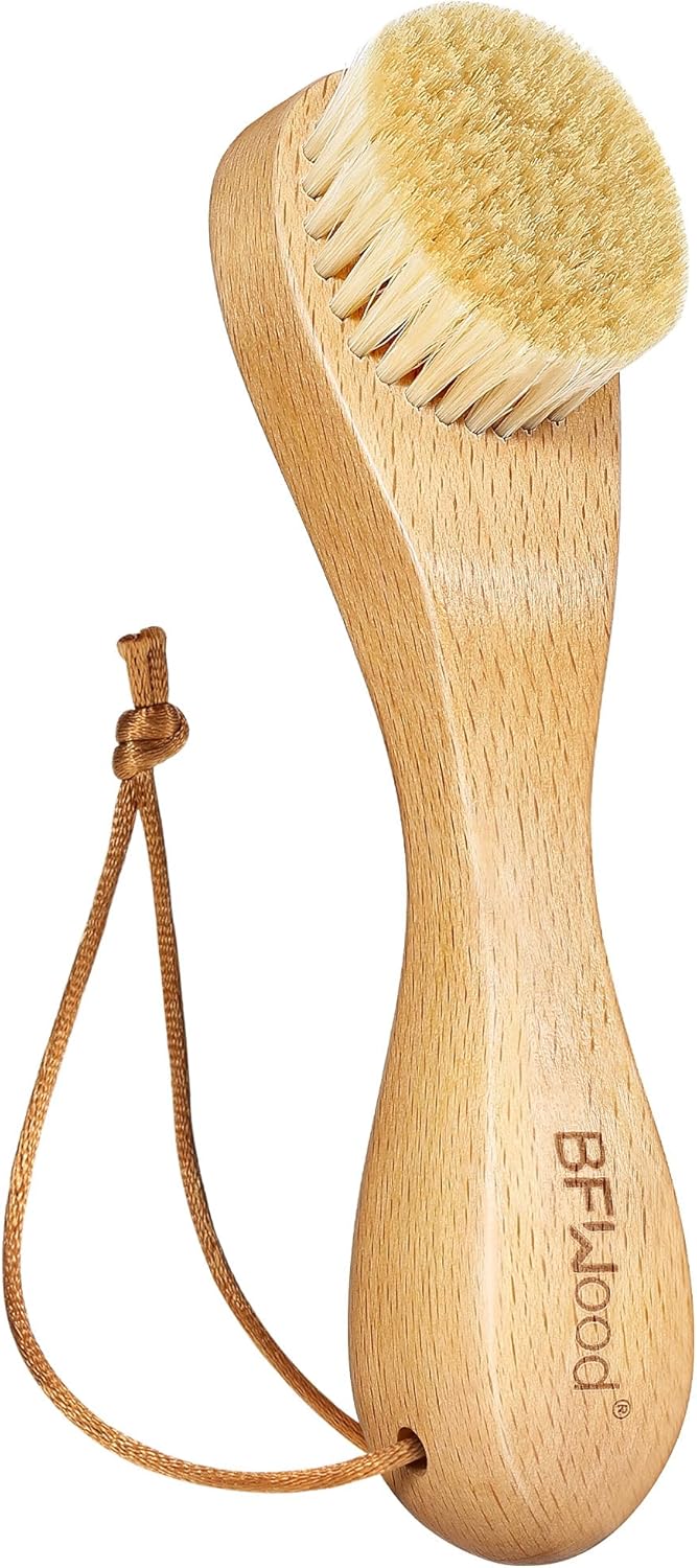 BFWood Laundry Stain Brush, Natural Soft Boar Bristles, Removes Tough Stains from Delicate Fabrics