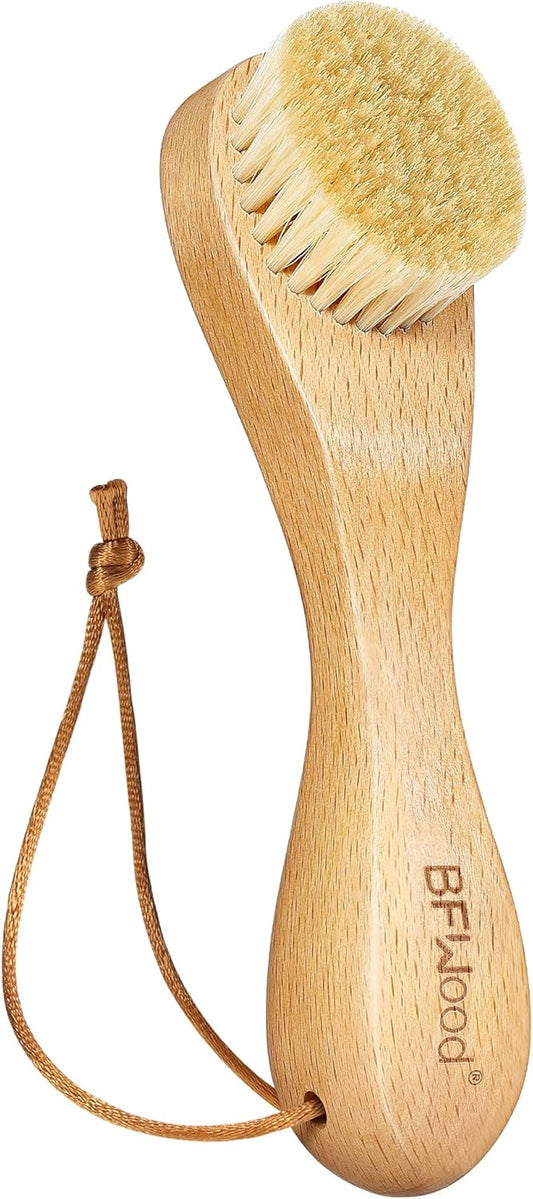 BFWood Laundry Stain Brush, Natural Soft Boar Bristles, Removes Tough Stains from Delicate Fabrics
