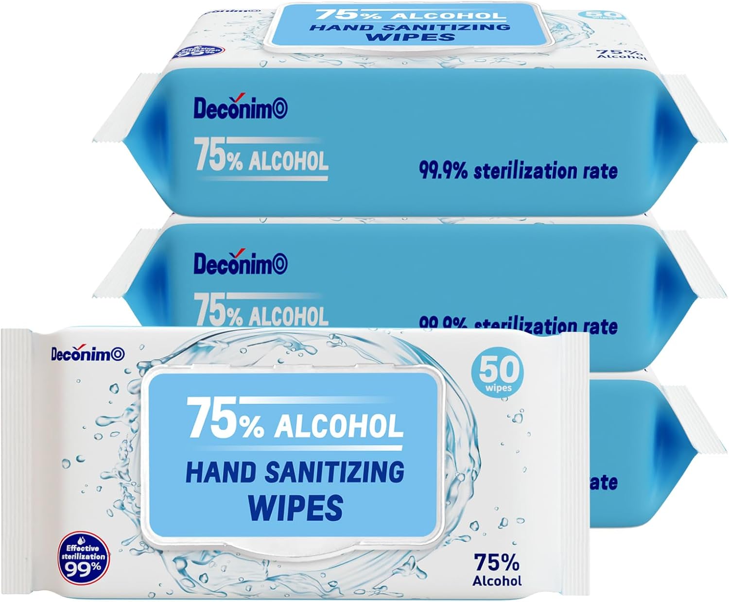 Advanced Large 75% Alcohol Hand Sanitizing Wipes, 4 Packs of 50 (200 Wipes) - Plus 20 Travel Packs