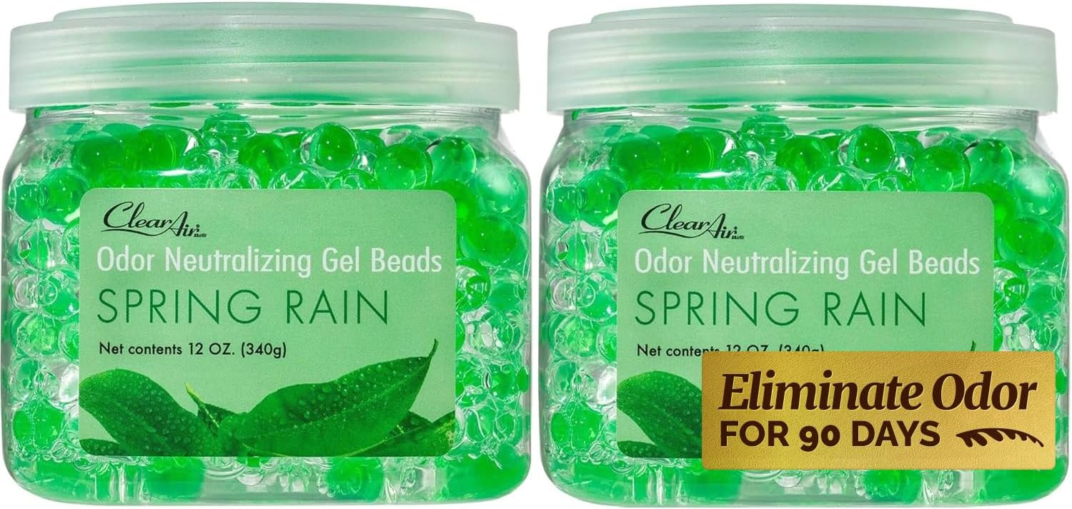 Clear Air Odor Eliminator Gel Beads - 12 oz, Pack of 2 - Air Freshener Made with Essential Oils