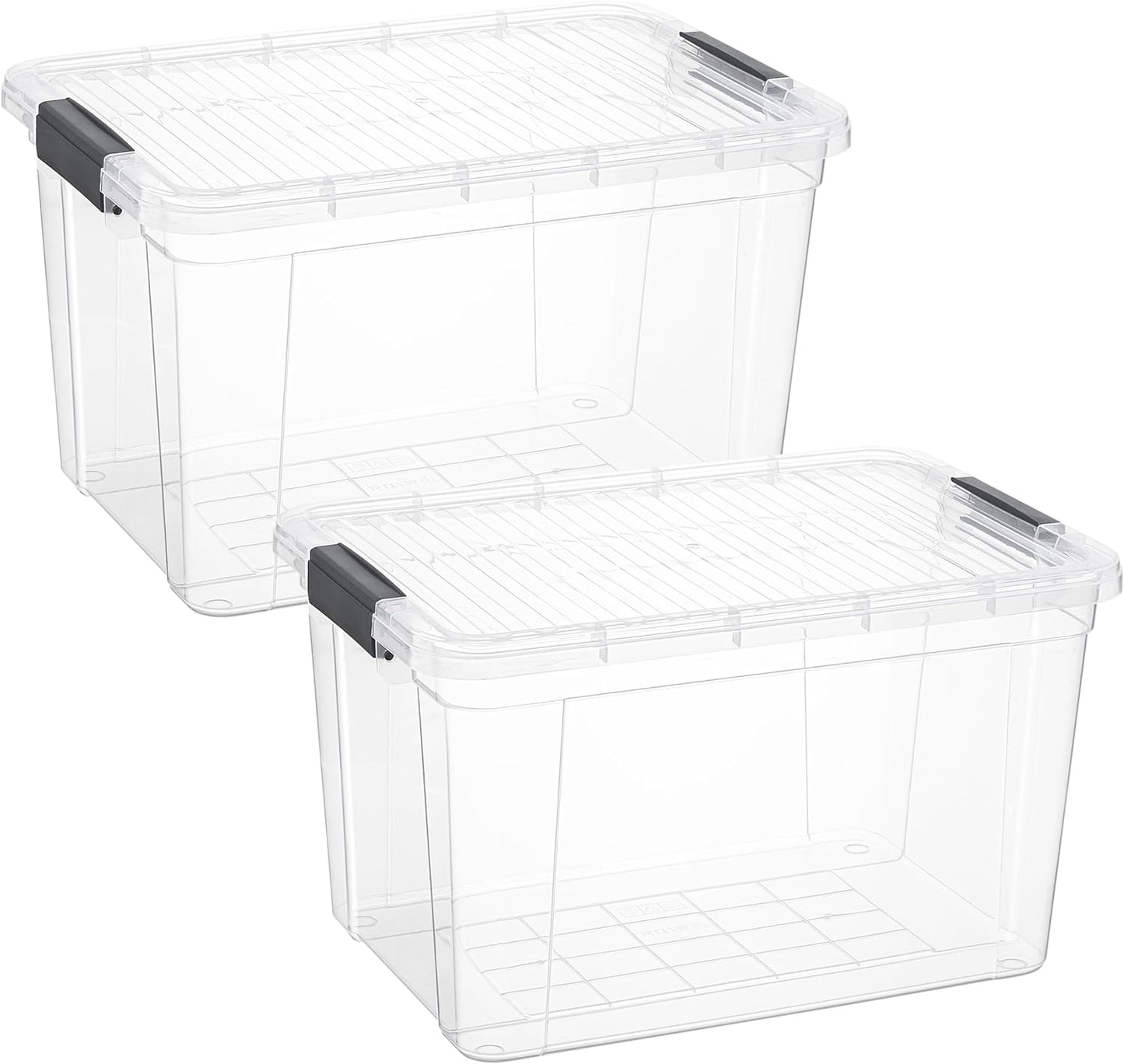 Superio Clear Storage Boxes with Lids, 26.5 Quart Plastic Container Bins for Organizing, Stackable