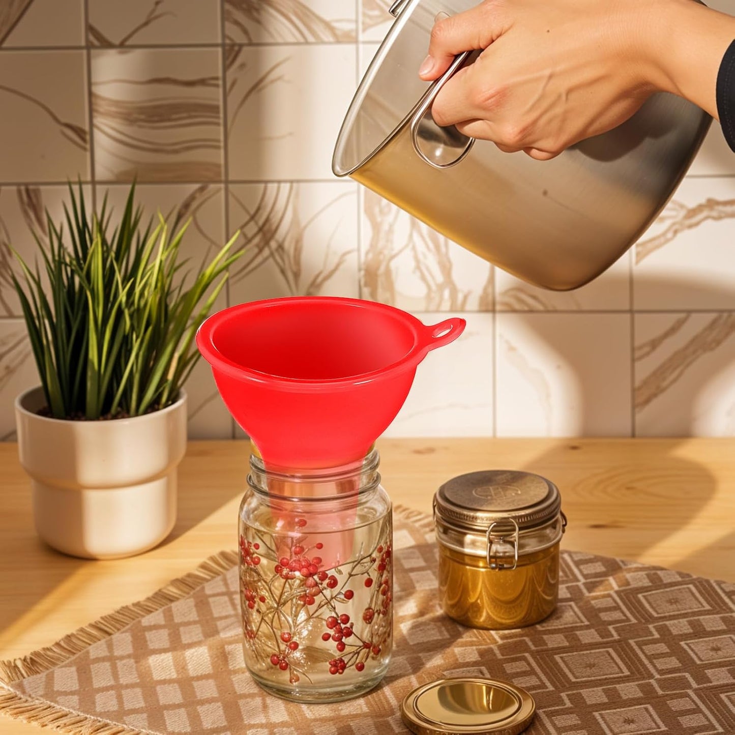 4Pcs Funnels for Kitchen Use Filling Bottles Silicone Funnel Wide Mouth Funnel Multi Color Flexible