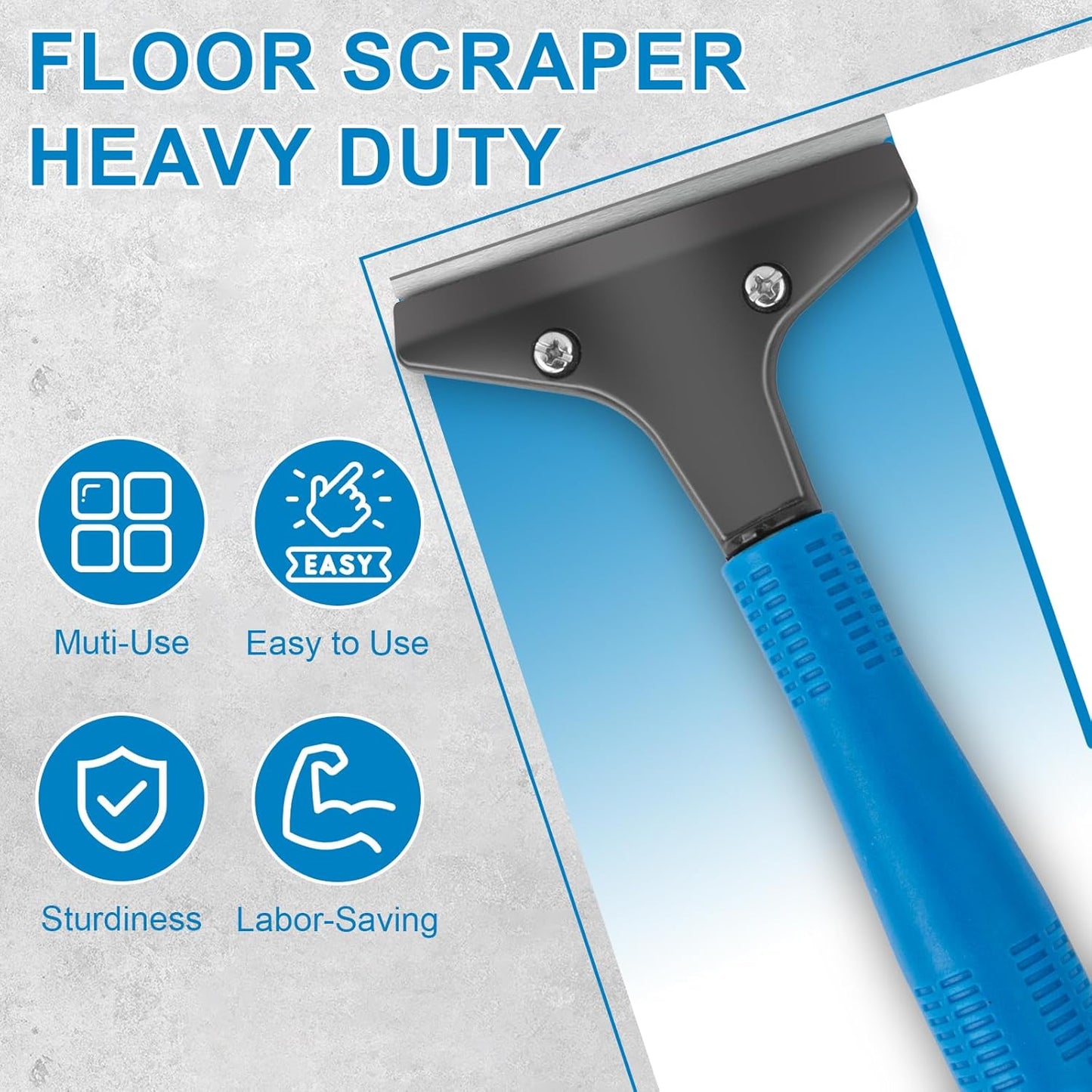 KeFanta Floor Scraper Heavy Duty, 4" Wide Razor Blade Scraper Tool with 45.7" Long Handle, 10PCS