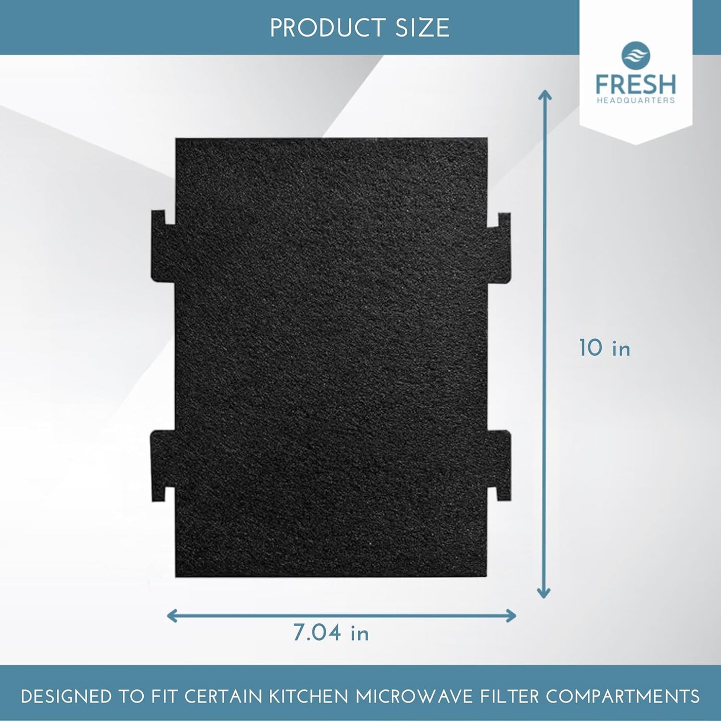 2-Pack Notched Activated Carbon Charcoal Microwave Hood Filters - 9.75" x 7.25" Microwave Hood