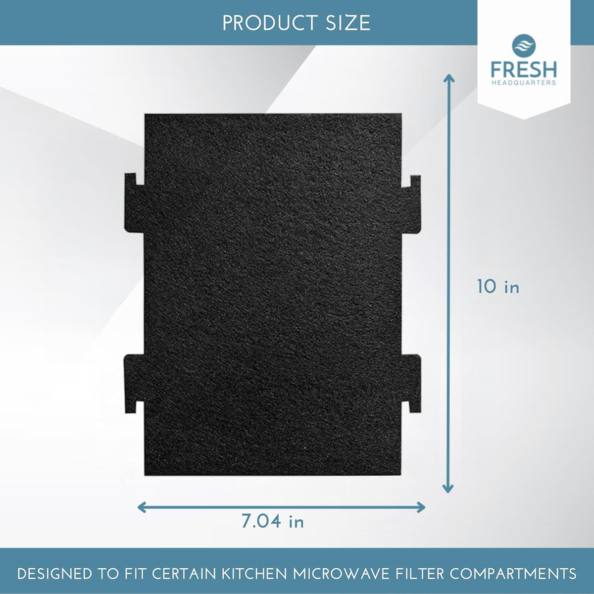 2-Pack Notched Activated Carbon Charcoal Microwave Hood Filters - 9.75" x 7.25" Microwave Hood