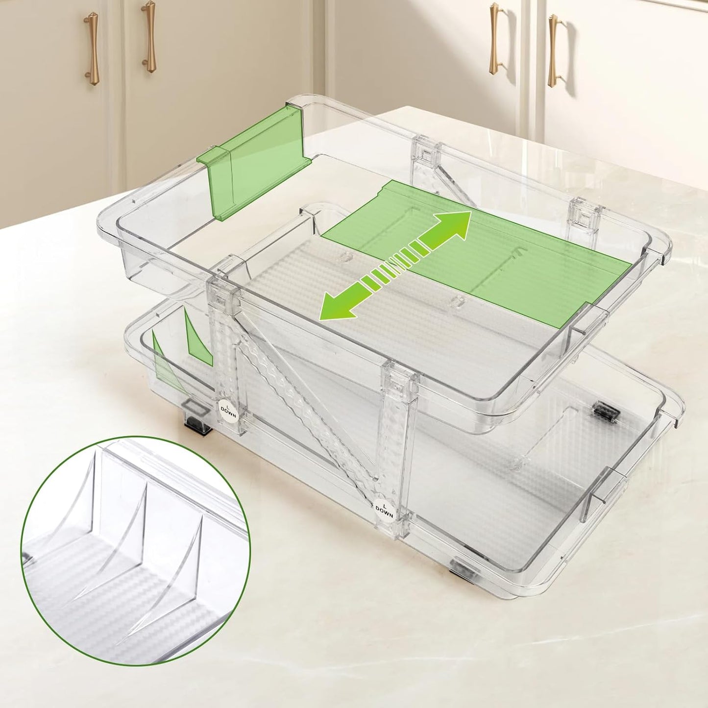 2 Pack Drink Organizer for Refrigerator, Soda Can Dispenser, Adjustable Width Canned Food Pop Cans