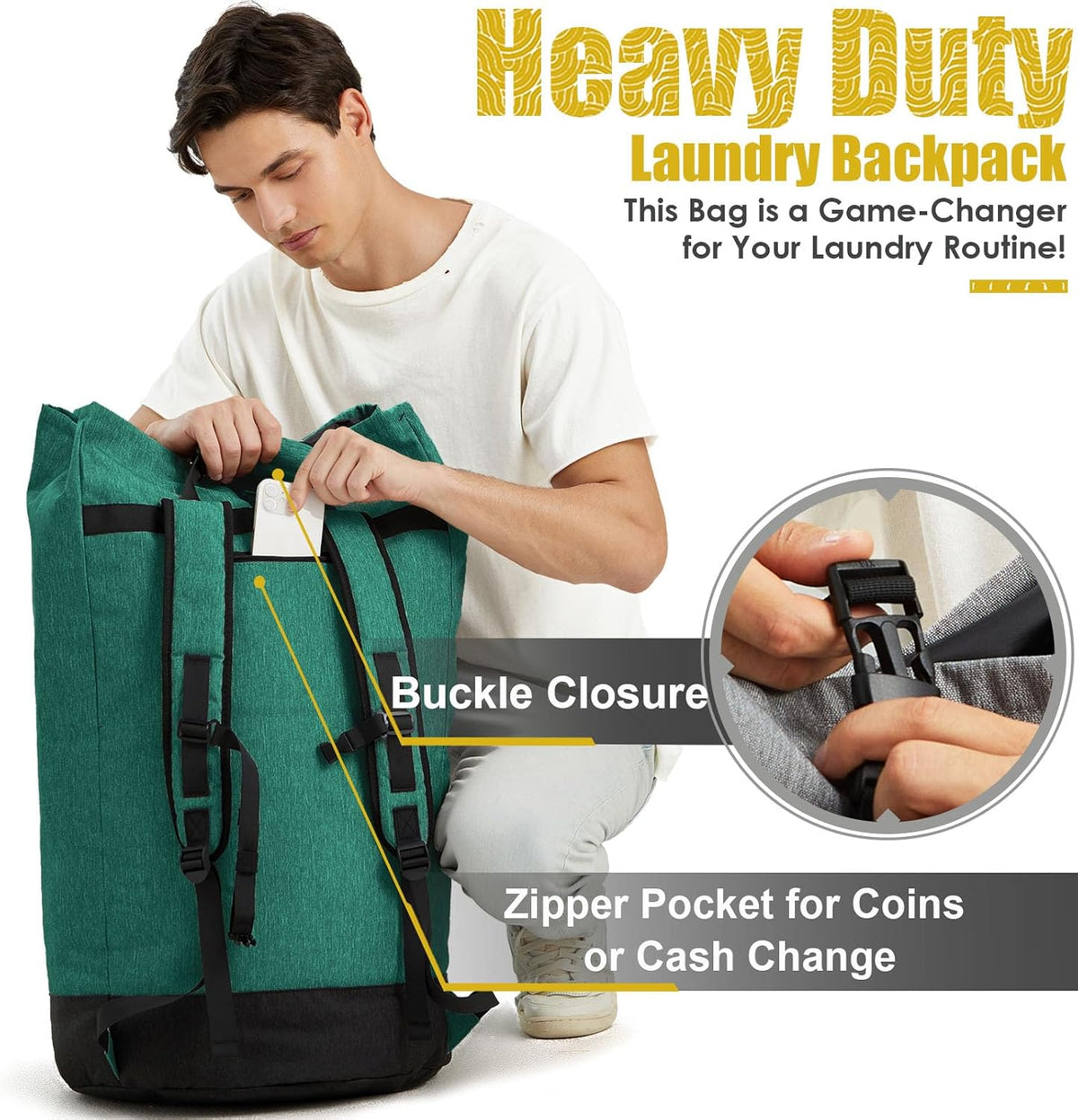 Laundry Bag for College,115L Laundry Backpack Extra Large Heavy Duty, College Dorm Essentials