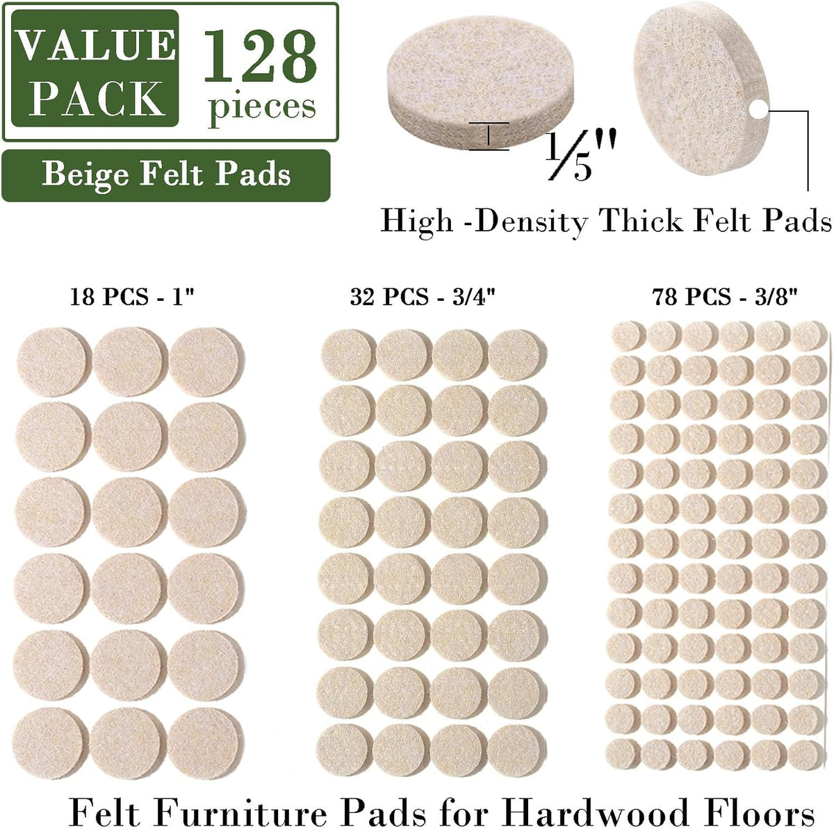 Fursafe&Q Felt Furniture Pads for Hardwood Floors - Self Adhesive Chair Felt Pad, Furniture Feet