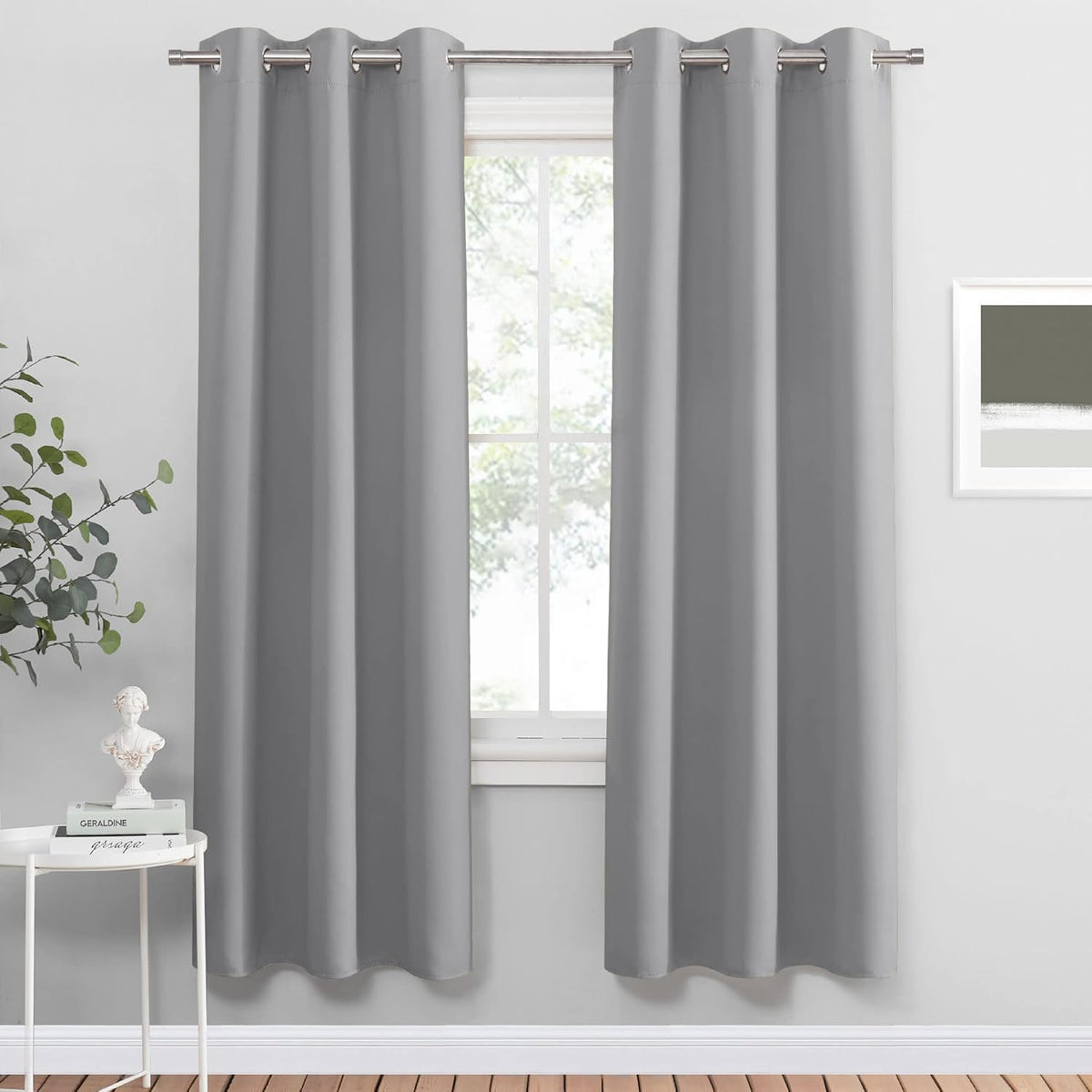 PONY DANCE Sliver Grey Curtains for Living Room - Grommet Thermal Insulated Room Darking Curtain