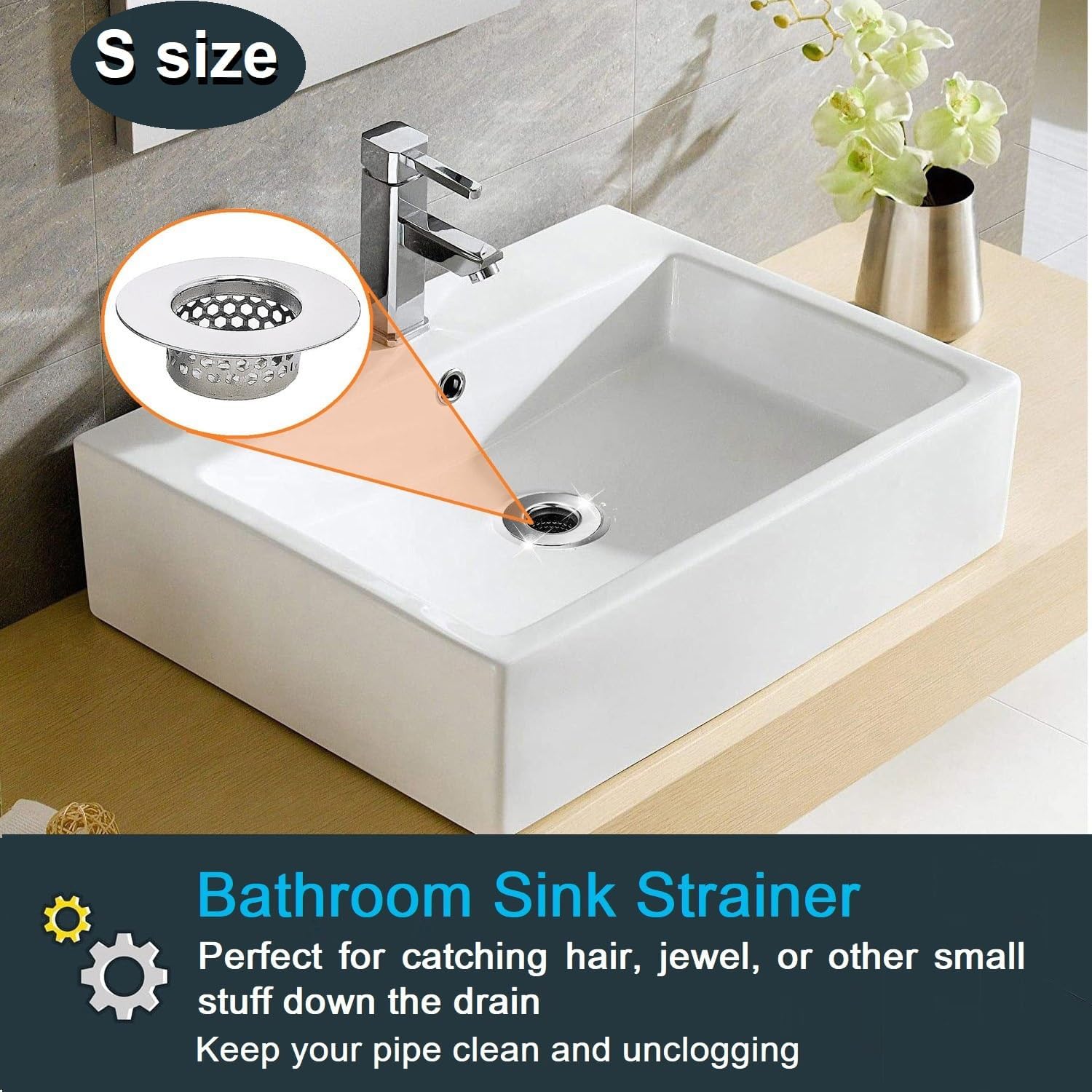 Bathroom Drain Strainers (Set of 3 Sizes), Hair Catcher for Bathroom Sink Bathtub Shower Floor