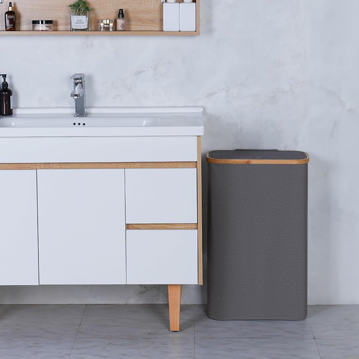 Slim Laundry Basket,60L Laundry Hamper with Lid, Tall Hamper for Laundry,Dirty Cloth Hamper with