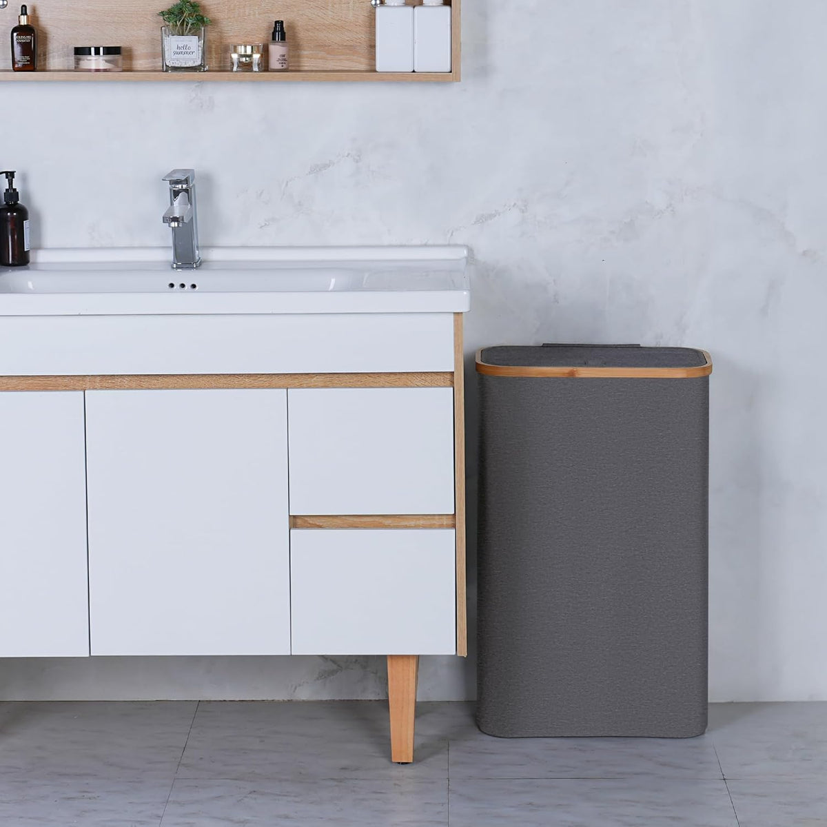 Slim Laundry Basket,60L Laundry Hamper with Lid, Tall Hamper for Laundry,Dirty Cloth Hamper with