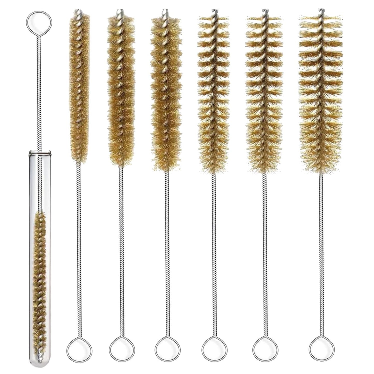 7pcs Brass Tube Brushes Bottle Brush Wire Tube Brushes,Long Wire Cleanling Brushes,Tube Cleaning