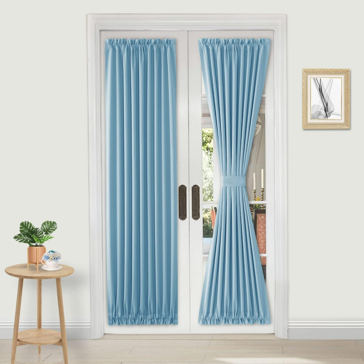 DWCN French Door Curtains – Rod Pocket Thermal Blackout Curtain for Doors with Glass Window