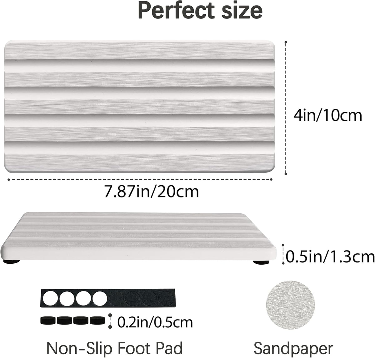 2 PCS Water Absorbing Stone Trays for Bathroom Sink & Kitchen Counter, Fast-Drying Diatomite Sink