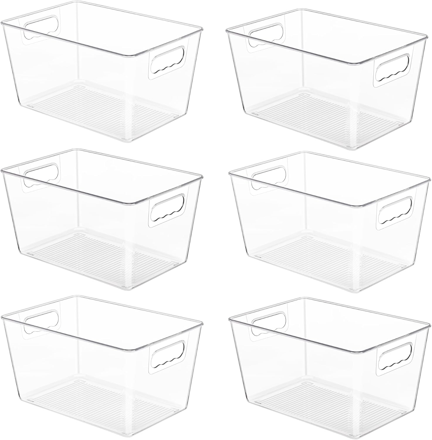 YIHONG 6 Pack Clear Pantry Organizer Bins, Plastic Containers with Handle for