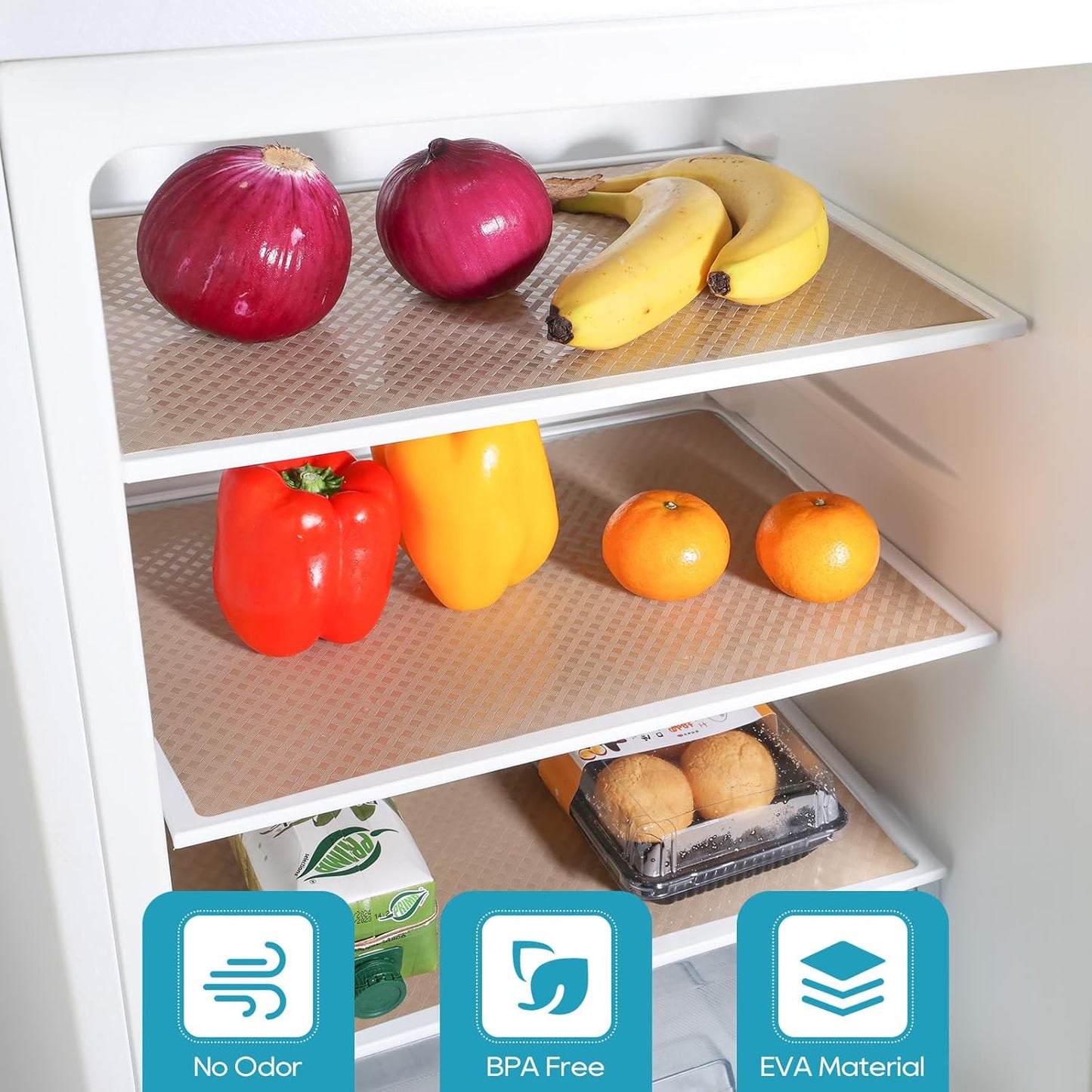 Beige Shelf Liners for Kitchen Cabinets Refrigerator Liners Waterproof & Oil-Proof Kitchen Cupboard
