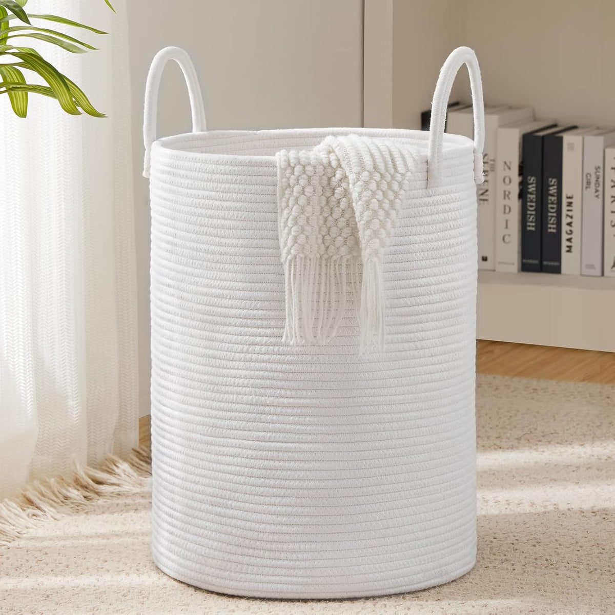 Woven Rope Laundry Hamper Basket by YOUDENOVA, 72L Tall Luandry Basket, Baby Nursery Hamper for