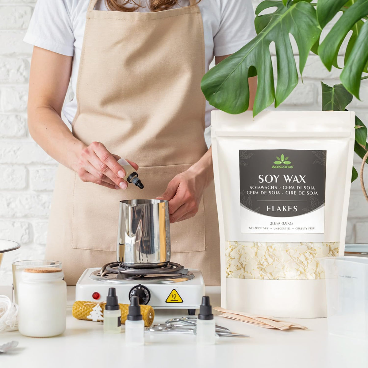 Soy Wax Flakes, Waxcanpy Natural Candle Wax, Organic Soy Wax for Candle Making from Farm, No