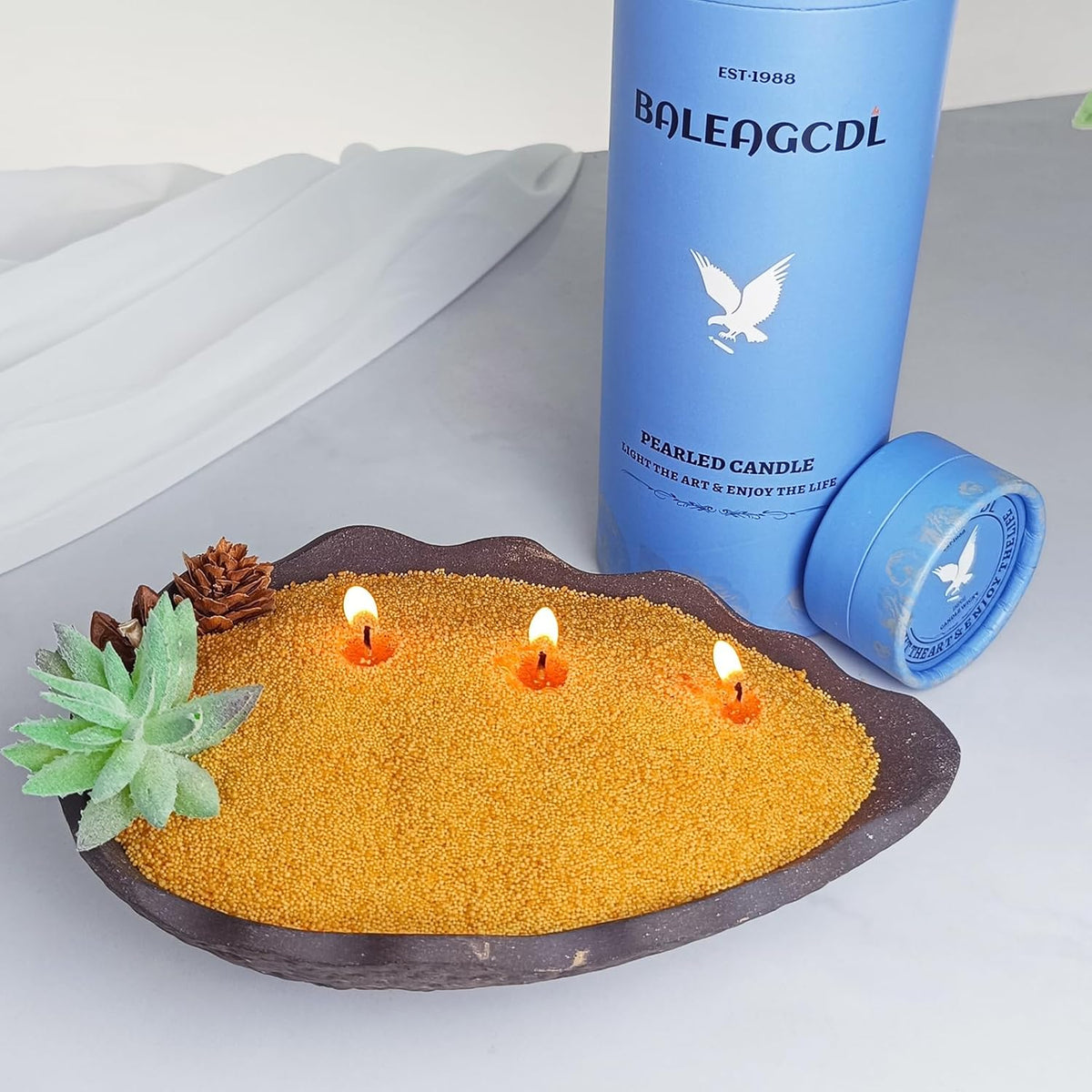 Osmanthus Scented Pumpkin Pearled Candle 18oz Luxury Sand Candle Granulated Wax - 30 Cotton Wicks