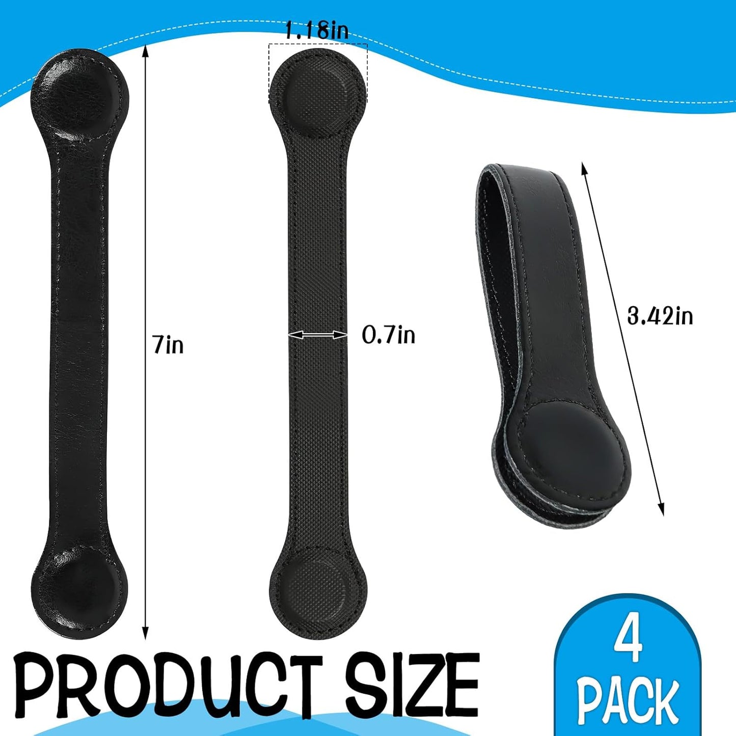 4 PCS Genuine Leather Towel Clips for Kitchen, Magnetic Hand Clips, Towel Holder with Magnet for