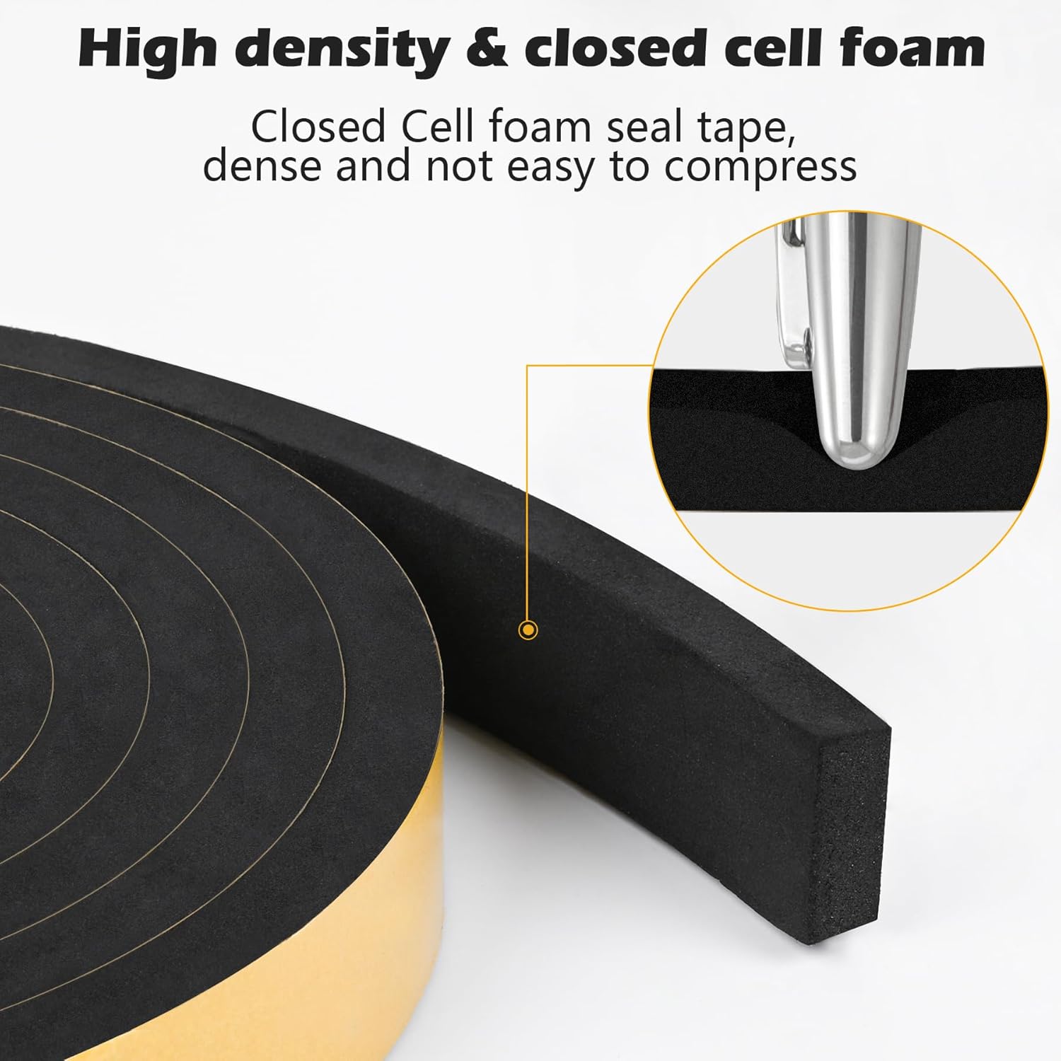 ToLanbbt Black Door Window Weather Stripping Self Adhesive Foam Tape High Density Foam Sealing