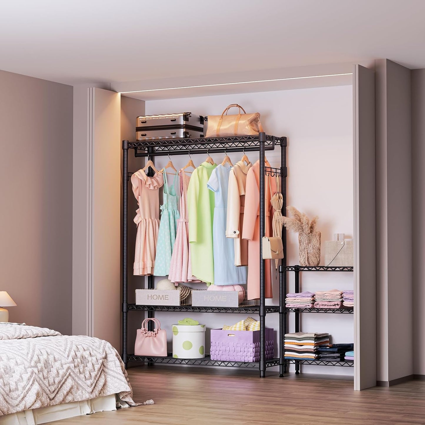 IZEUK 3 Tier Heavy Duty Garment Rack Wire Clothes Rack for Hanging Clothes, Metal Freestanding